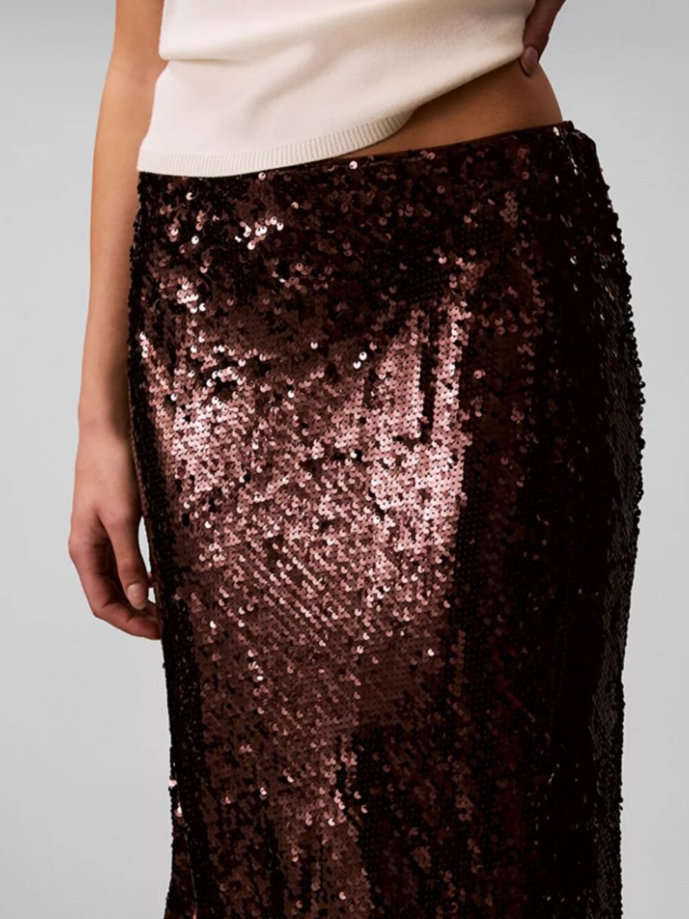 Calvin Klein Jeans Bronze Sequin Midi Skirt NWT Size 8